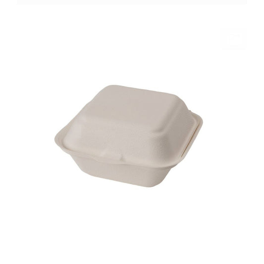 Eco-Packaging Compostable Sugarcane Square Clamshell Container - 500 Pack
