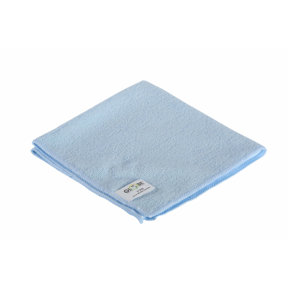 Globe Commercial Microfiber Cloth - 240GSM - 14" x 14" - Blue - 10 Pack