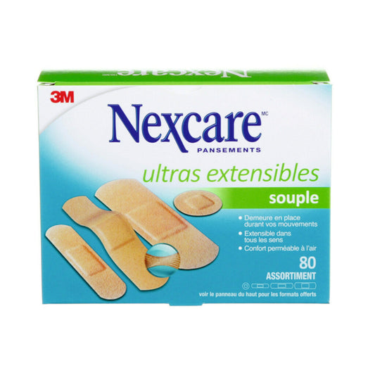 Pansements confort Nexcare - Tailles assorties - Paquet de 80