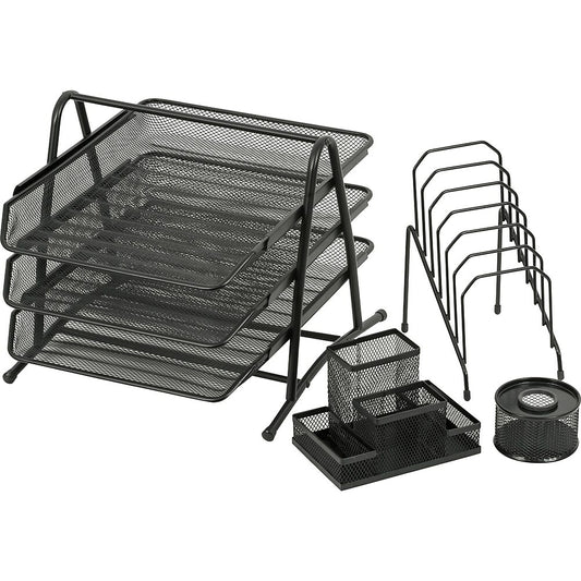 Staples Metal Mesh 4-Piece Desk Organizer Set - Black
