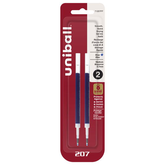 uni-ball 207 Retractable Gel Pen Refills - Medium Point (0.7mm) - Blue - 2 Pack