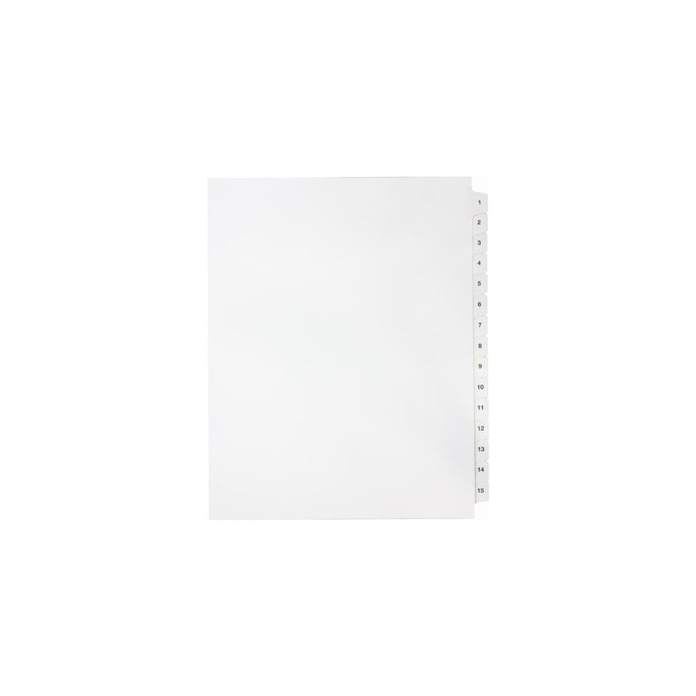 Onglets numériques Sterling, n° 1 à 15, blancs, format lettre, coupe 1/15, 15/jeu, 1/pqt