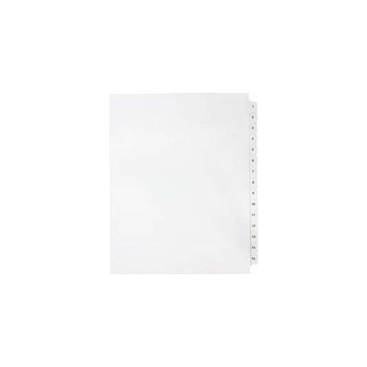 Onglets numériques Sterling, n° 1 à 15, blancs, format lettre, coupe 1/15, 15/jeu, 1/pqt