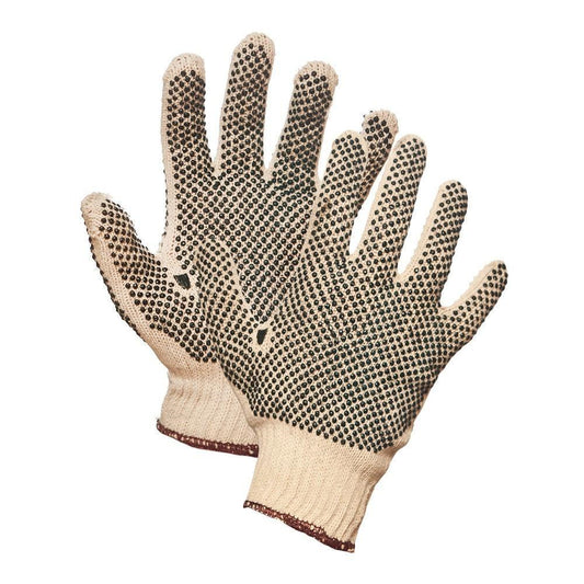 Gants Forcefield en tricot polyester double face à pois antidérapants – Taille L – Blanc/Noir
