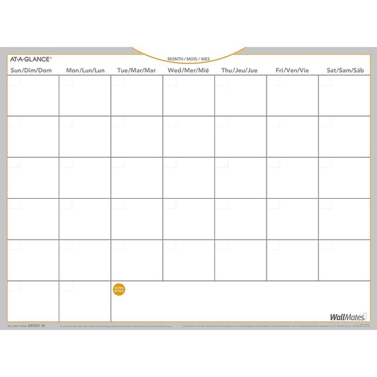 At-A-Glance Undated WallMates Self-Adhesive Dry-Erase Monthly Planner - 18" x 24" - Bilingual