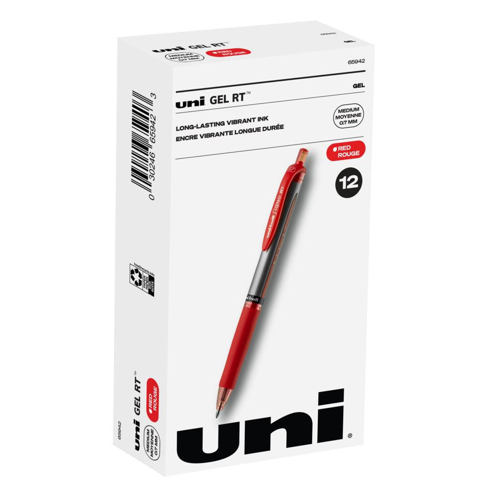 uniball Signo Gel RT Retractable Gel Pen - 0.7mm - Red Ink - 12 Pack