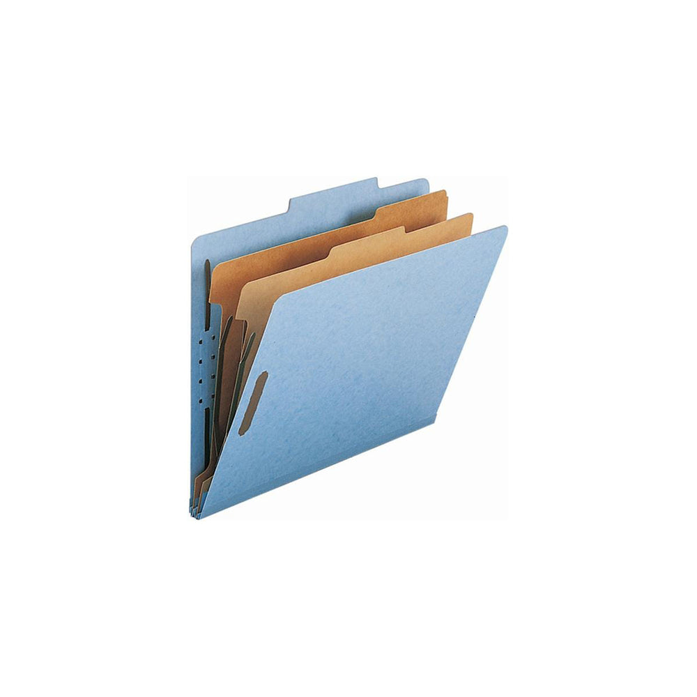 Chemises de classement Smead en carton 100 % recyclé avec 2 intercalaires – Bleu – Format lettre – 25 pt – Extension 2 po – Paquet de 10