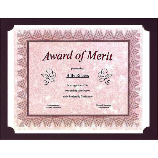 First Base Presentation Cards, 80 lbs., Burgundy, 8 1/2" x 11", 25/Pack