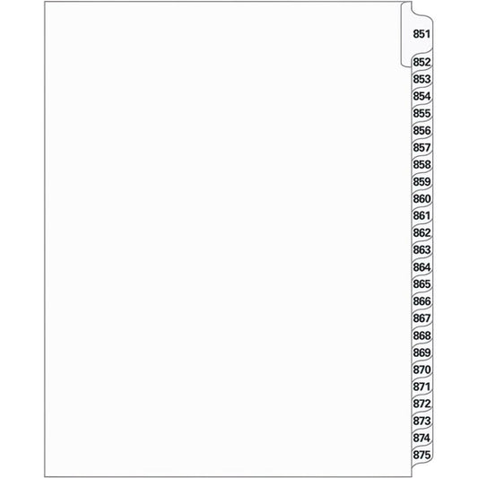 Supreme Litigation Tabs 25th Cut Numeric Set 11" White #851-875
