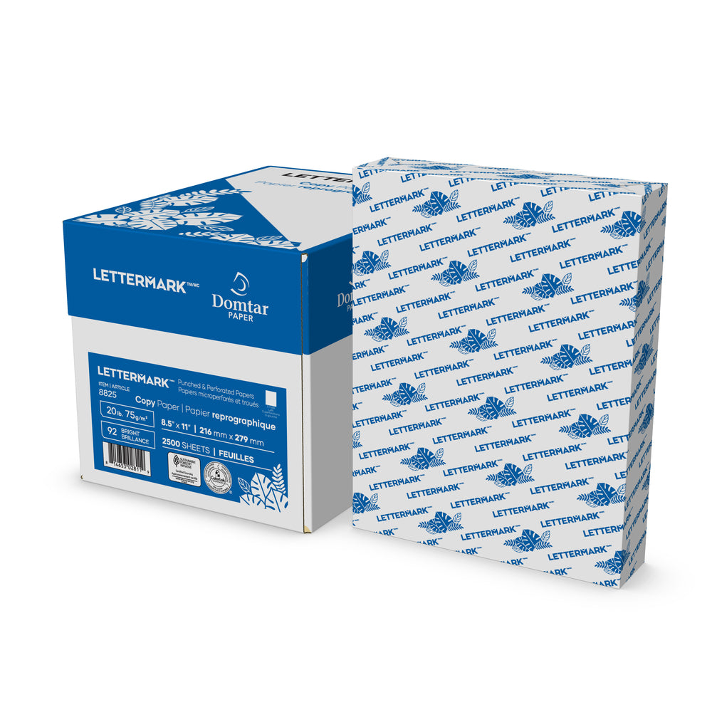 Domtar Lettermark 8825 Punch & Perf - 5 Hole Punch Left - 8 1/2" x 11" - 20 Ib. - White - 2500 Sheets