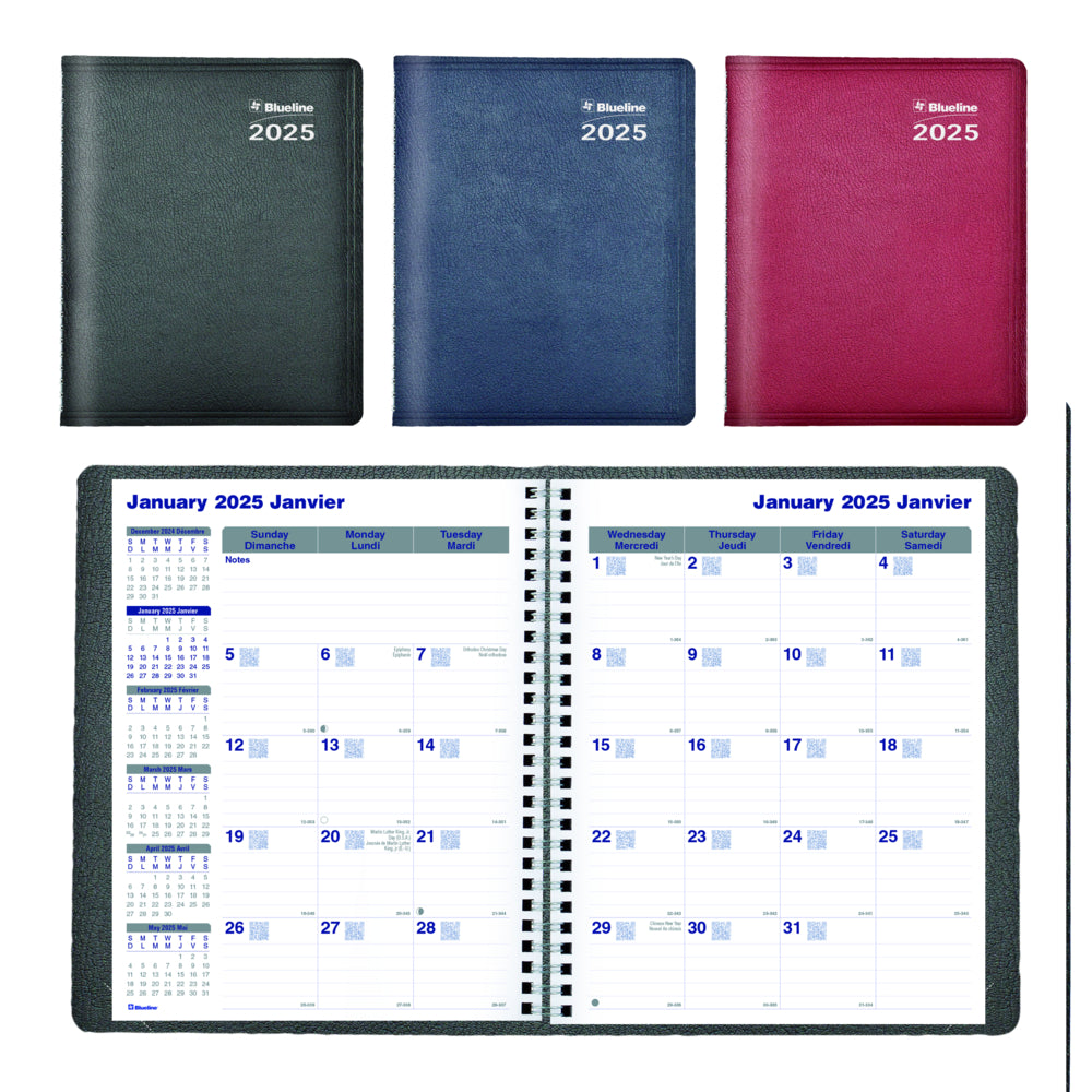 Blueline 2025 Net Zero Carbon Monthly Planner 14 Months - 8-7/8" x 7-1/8" - Assorted Colours - Bilingual
