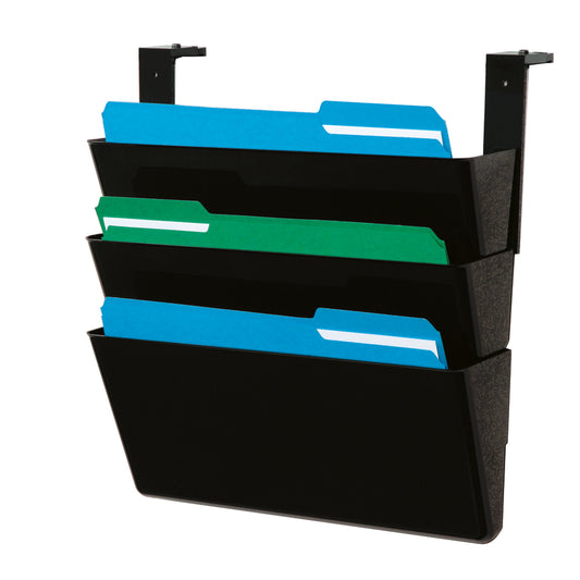 Pochettes empilables Deflecto DocuPocket - Ensemble pour cloisons - 3 compartiments - Format légal - Noir (74604)