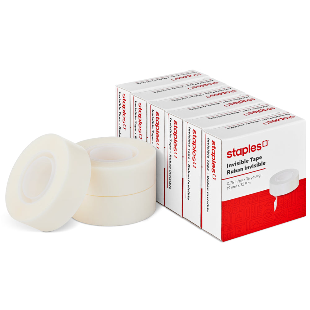 Staples Invisible Tape - Boxed - 19 mm x 33 m - 6 Pack
