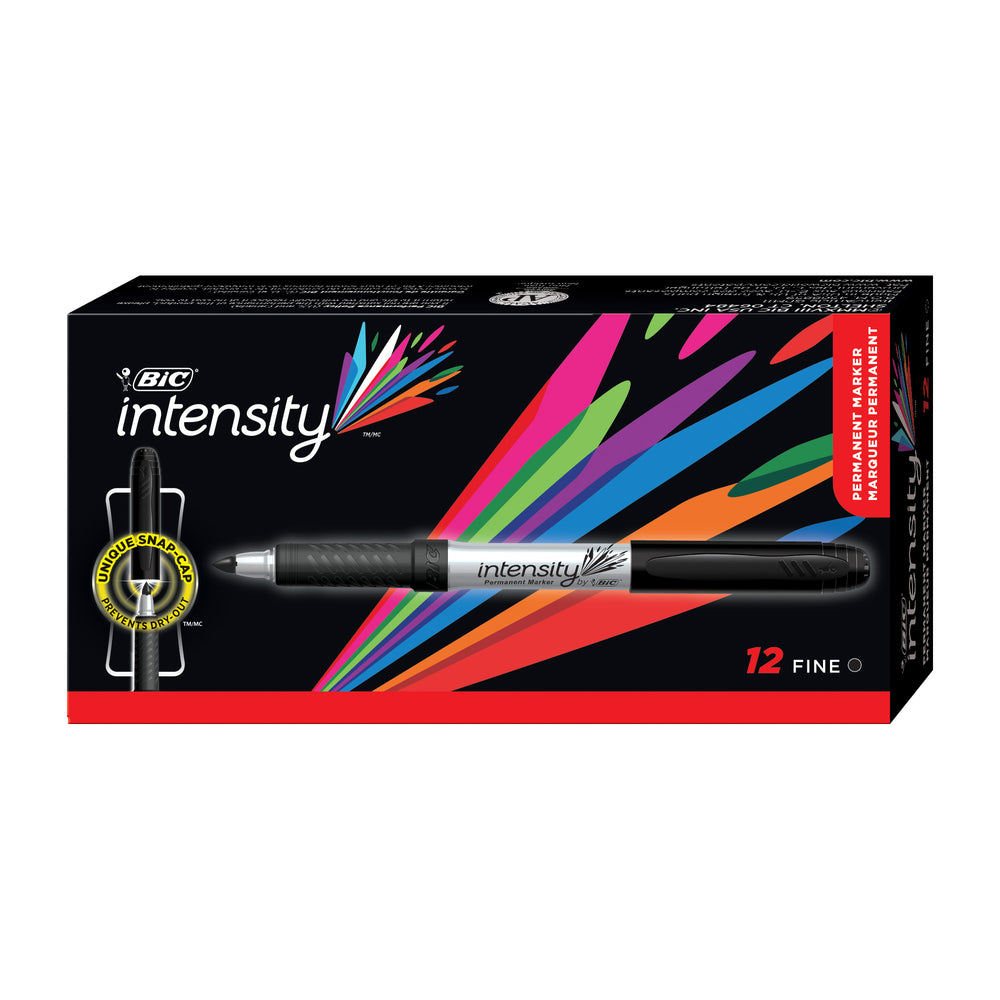 BIC Intensity Permanent Markers - Fine Point - Black - 12 Pack