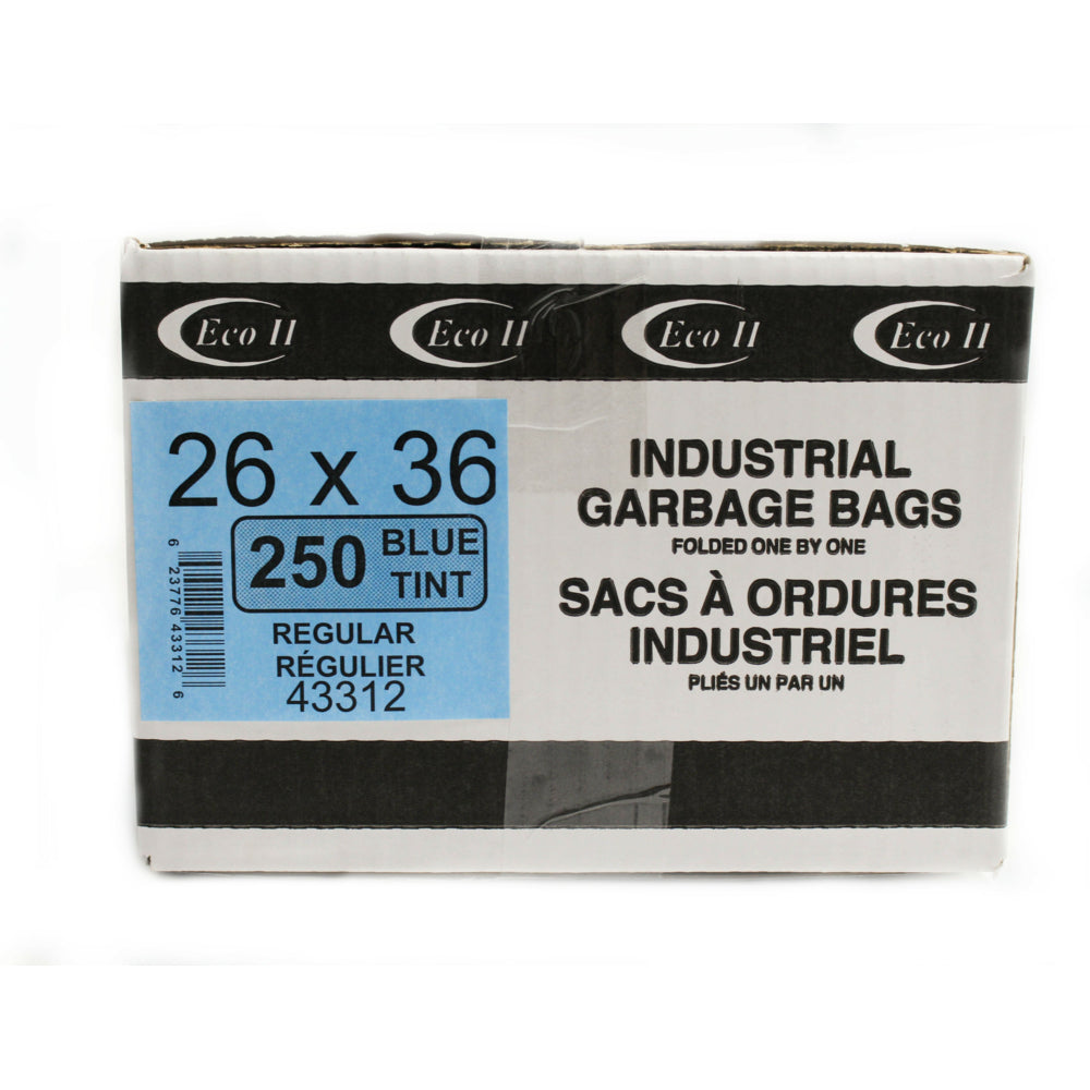 Sacs poubelle Eco II - 26" x 36" - Régulier - Teinte bleue - Paquet de 250