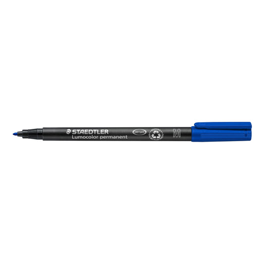 Marqueur permanent Staedtler Lumocolor Dry-Safe - Pointe moyenne - Bleu