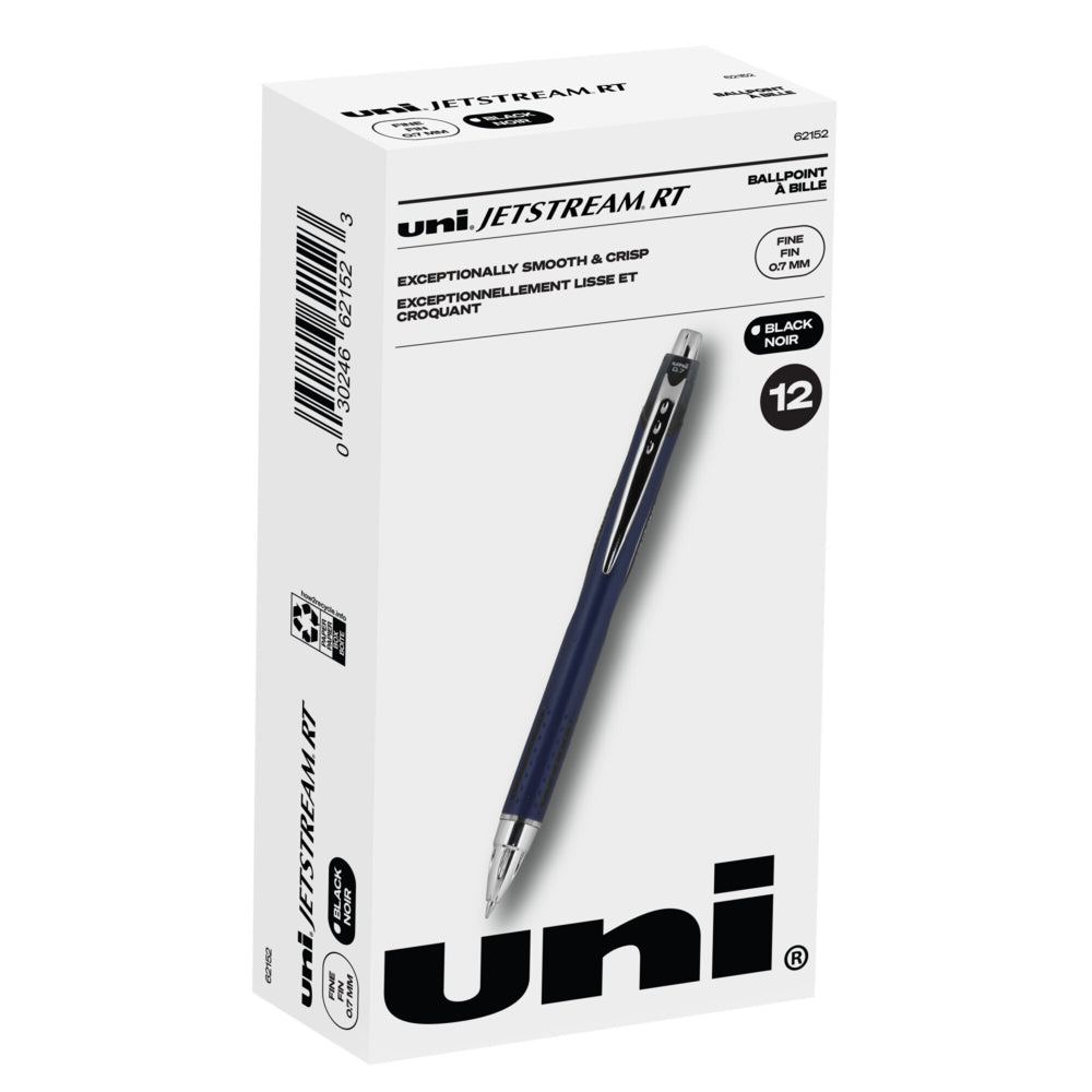 Stylos roller Uniball Jetstream RT - 0,7 mm - Encre noire - Lot de 12