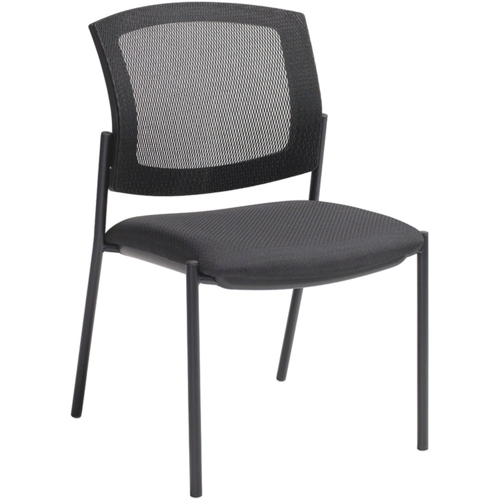 Chaise d'invité sans accoudoirs Ibex, tissu matelassé noir (noir), dossier en maille noire (noir), MVL2831F QL10 BLK BG, chaise empilable