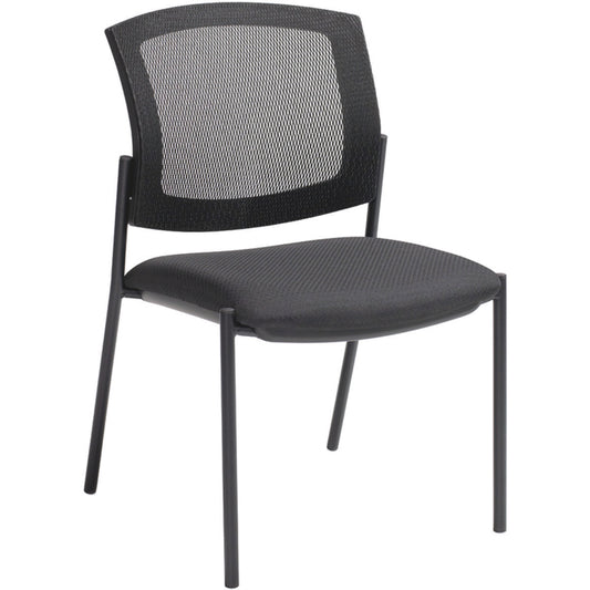 Chaise d'invité sans accoudoirs Ibex, tissu matelassé noir (noir), dossier en maille noire (noir), MVL2831F QL10 BLK BG, chaise empilable