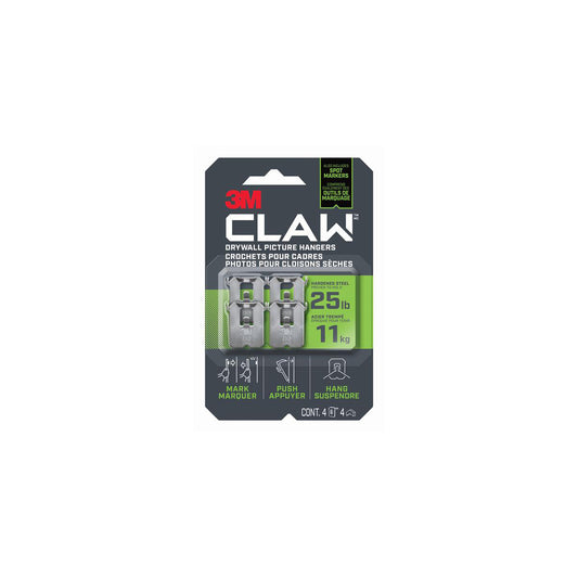 CLAW Drywall Picture Hangers - 25 lb with Temporary Spot Marker -4EF - 4 markers - 4 Pack