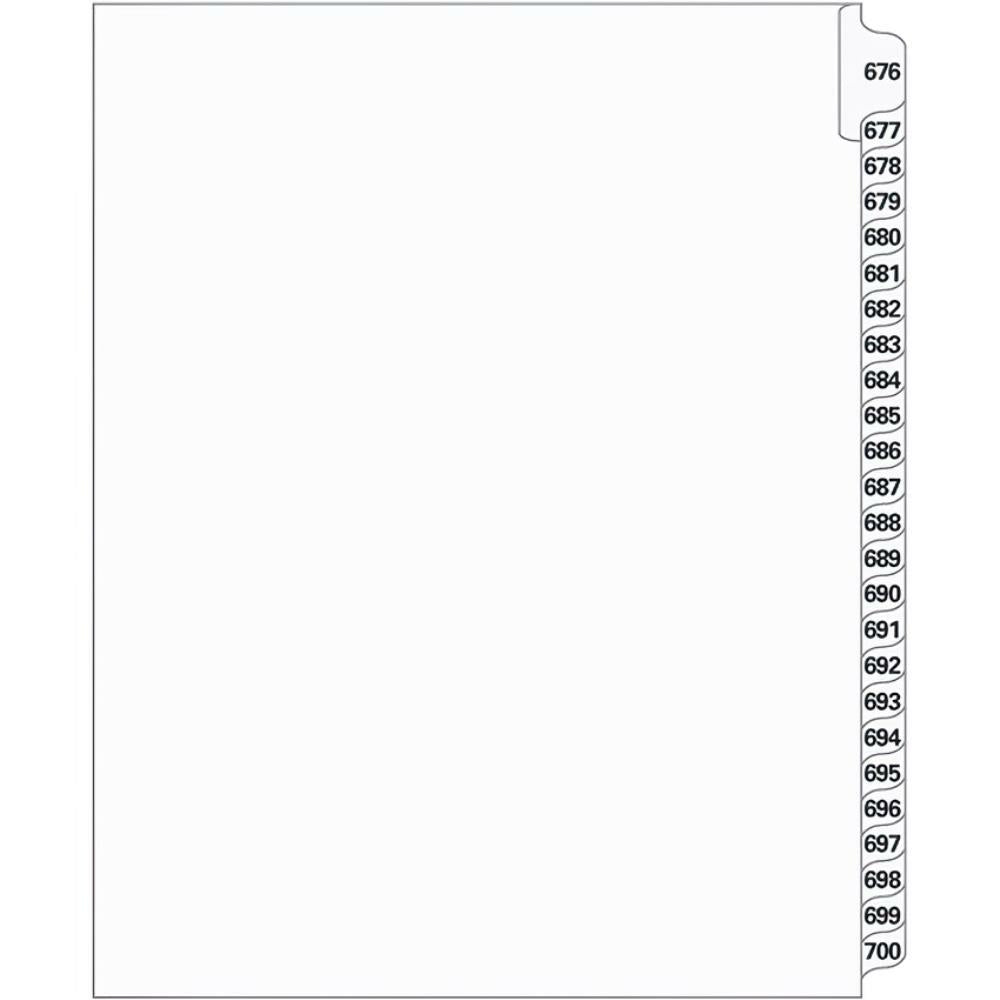 Supreme Litigation Tabs 25th Cut Numeric Set 11" White #676-700