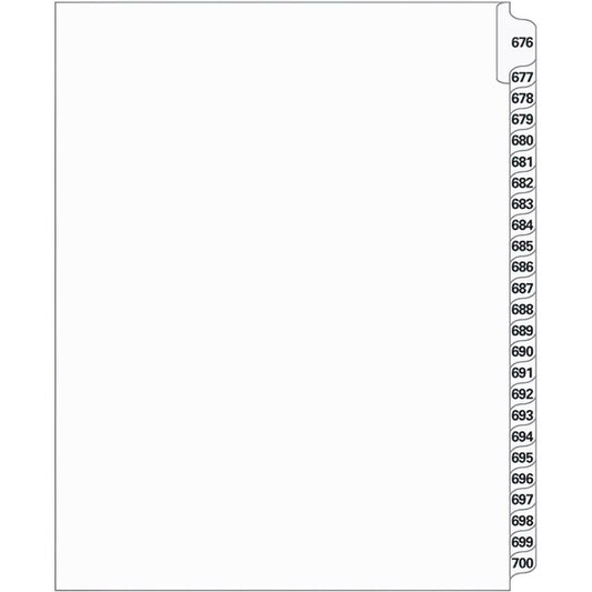 Supreme Litigation Tabs 25th Cut Numeric Set 11" White #676-700