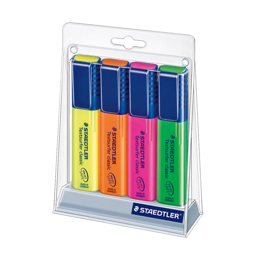 Surligneurs Staedtler Textsurfer à pointe biseautée – Couleurs assorties – Lot de 4