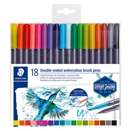 Staedtler Double-Ended Watercolour Brush Pen - 18 Pack