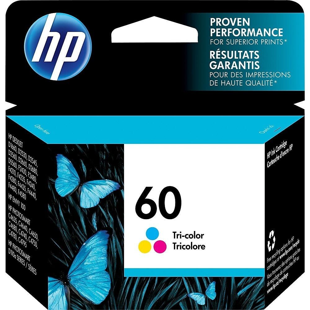 Cartouche d'encre tricolore HP 60 d'origine (CC643WN)