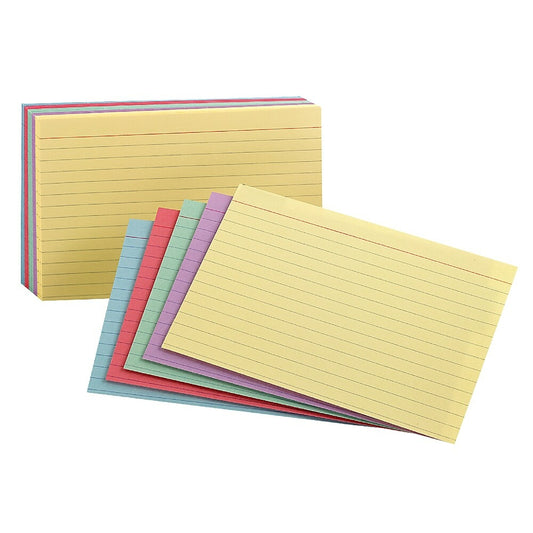 Staples Ruled Index Cards - 4" x 6" - Assorted - 250 Pack