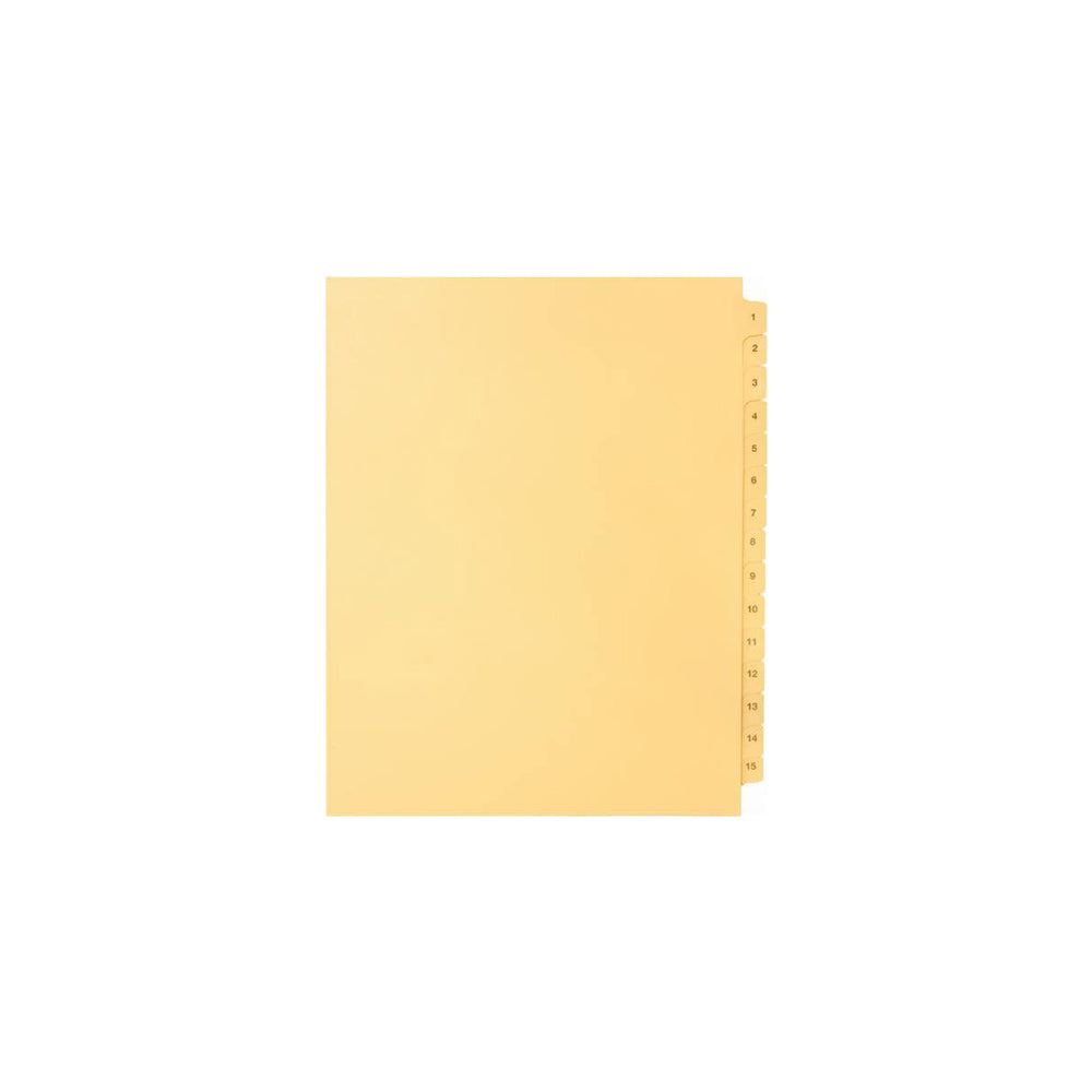 Sterling Numeric Sets Tabs, #1-15, Buff, Letter Size, 1/15th Cut, 15/set, 1/pk