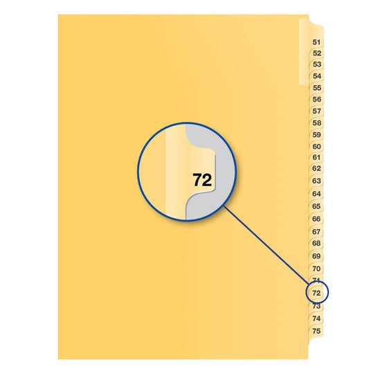 Legal Exhibit Dividers Buff #72, Letter Size, Pack of 25