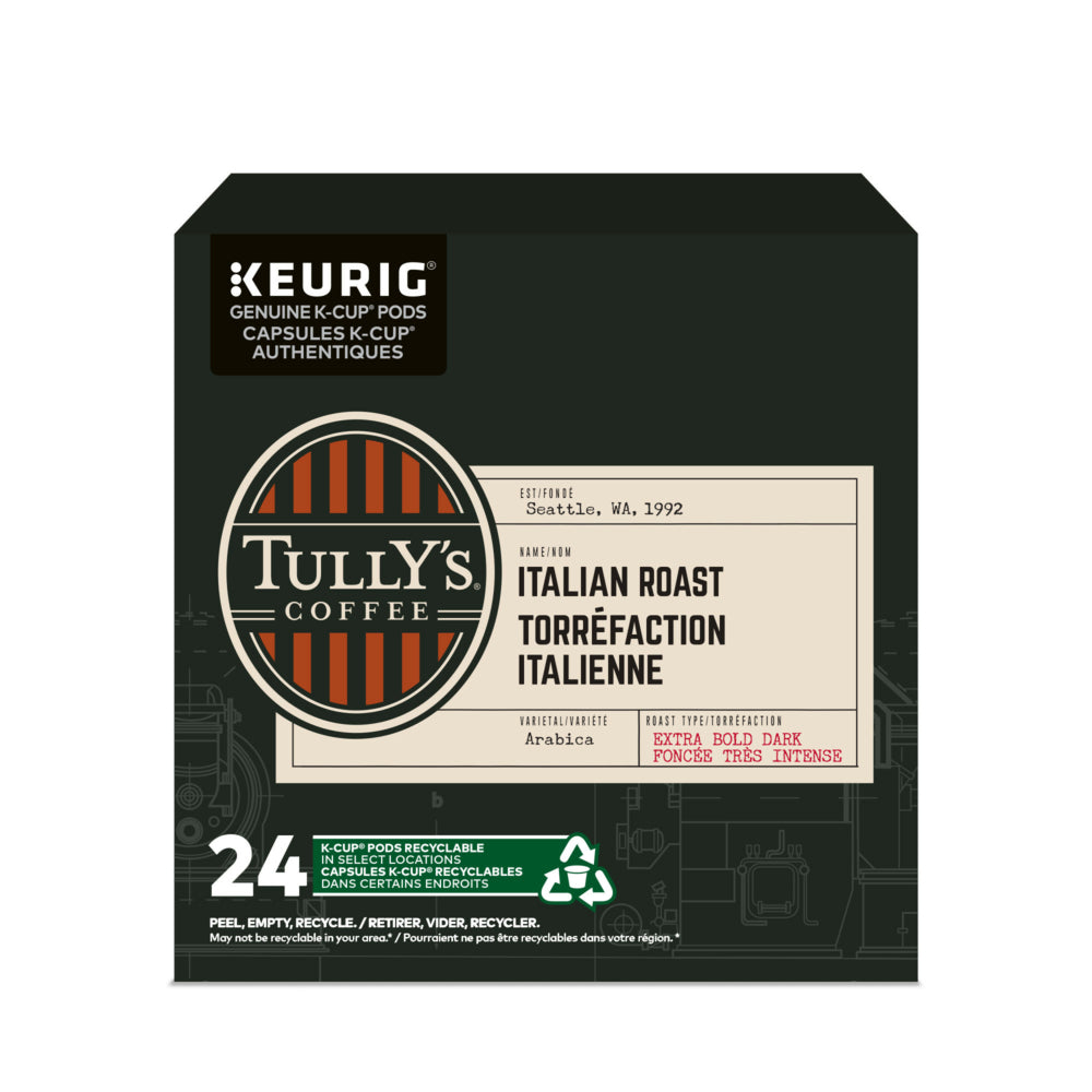 Capsules K-Cup Tully's Coffee, torréfaction italienne extra forte, paquet de 24