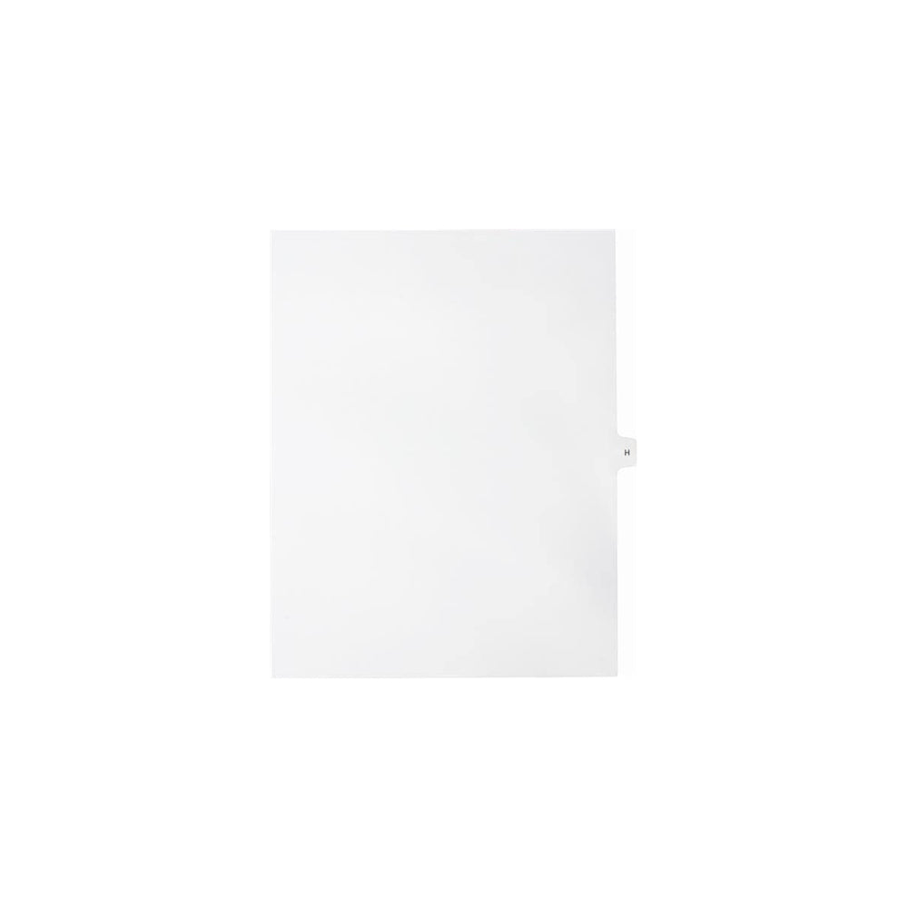 Sterling Alpha Singles Tabs, Letter H, White, Letter Size, 1/15th Cut, 25/pk