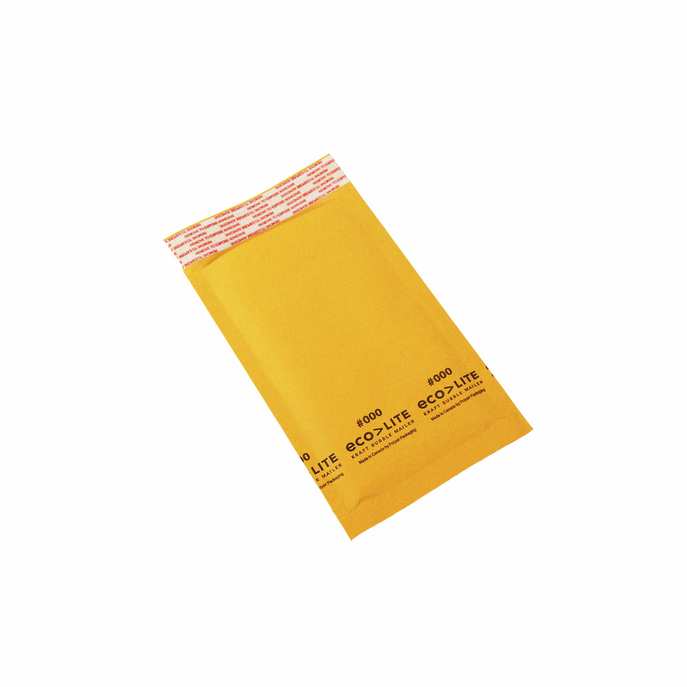 Crownhill Packaging Self-Adhesive Closure Mailers with Air Bubble Lining - Size 000 - Gold - 4" W x 8" L - 25 Pack