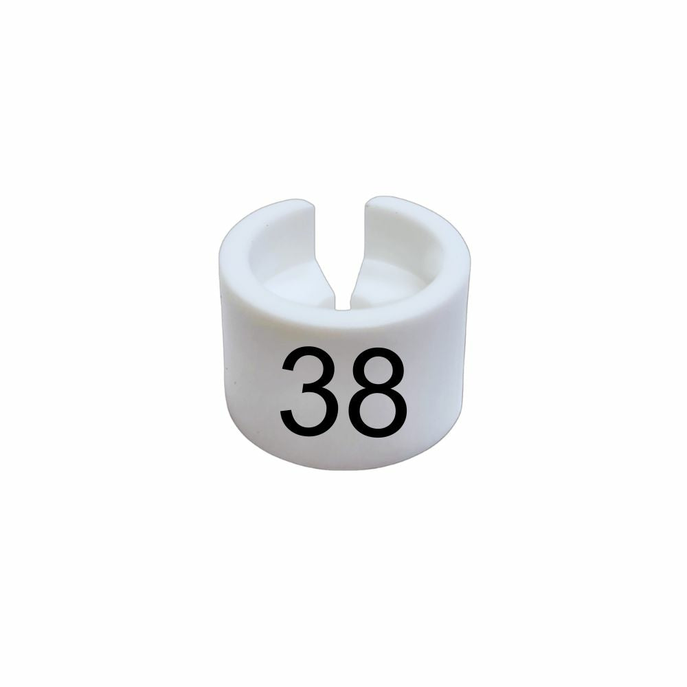 Eddie's Hang-Up Display Ltd. Mini Size Markers For Hangers - White Sizer with Black Print - Size 38 - 100 Pack