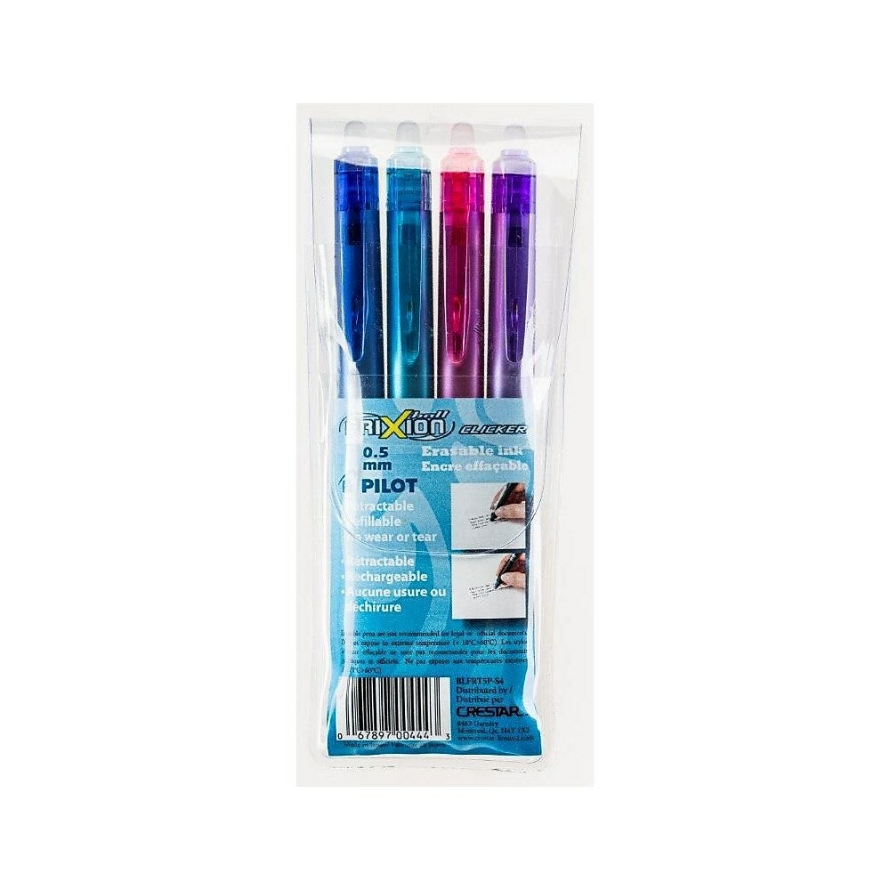 Stylos gel effaçables rétractables Pilot Frixion Clicker, 0,5 mm, assortis, lot de 4