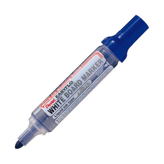 Pentel Easyflo Refillable Whiteboard Marker - Bullet Point - Blue - 12 Pack