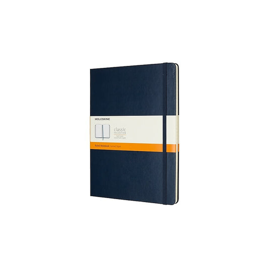 Moleskine Classic Notebook, Extra Large, Ruled, Sapphire Blue, Hard Cover