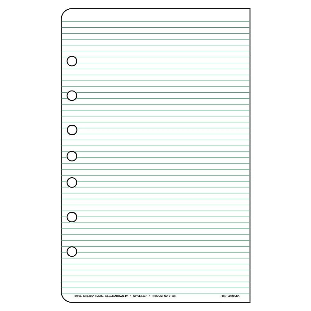 Day-Timer Undated Multi-Purpose Lined Sheet Refills, 24-Sheet Pads, 2/Pack - Desk - 5-1/2" x 8-1/2" - Trilingual