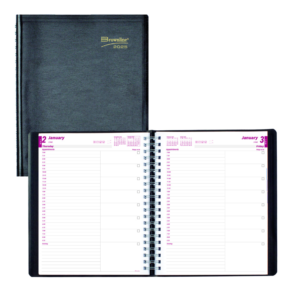 Brownline 2025 Daily Planner - 11" x 8-1/2" - Black - English