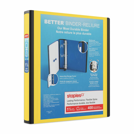 Staples Better Binder - 1-1/2" - Yellow