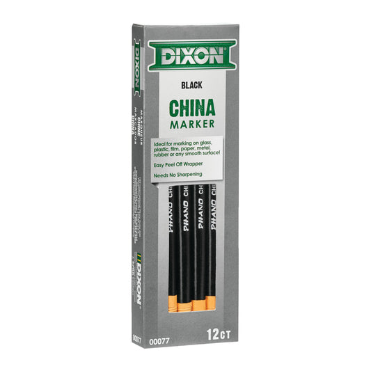 Dixon China Markers - Black - 12 Pack