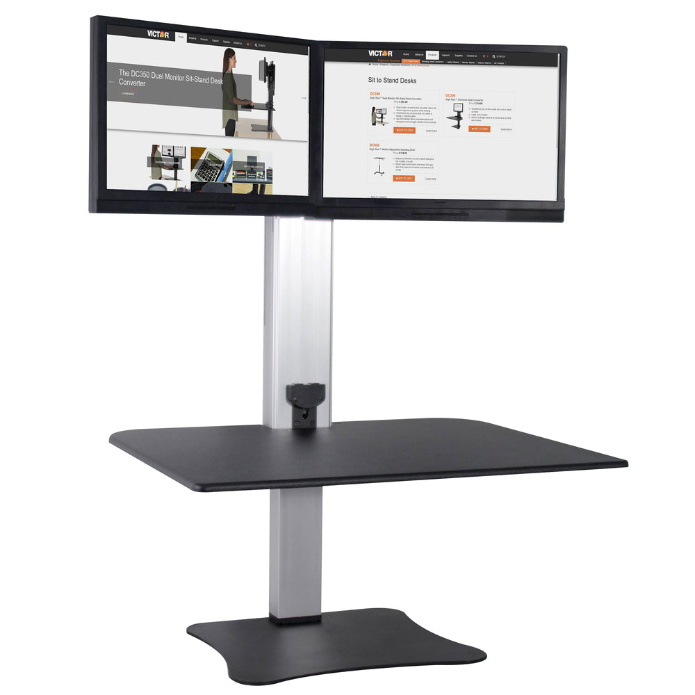 Victor High Rise Electric Dual Monitor Standing Desk - Black/Silver