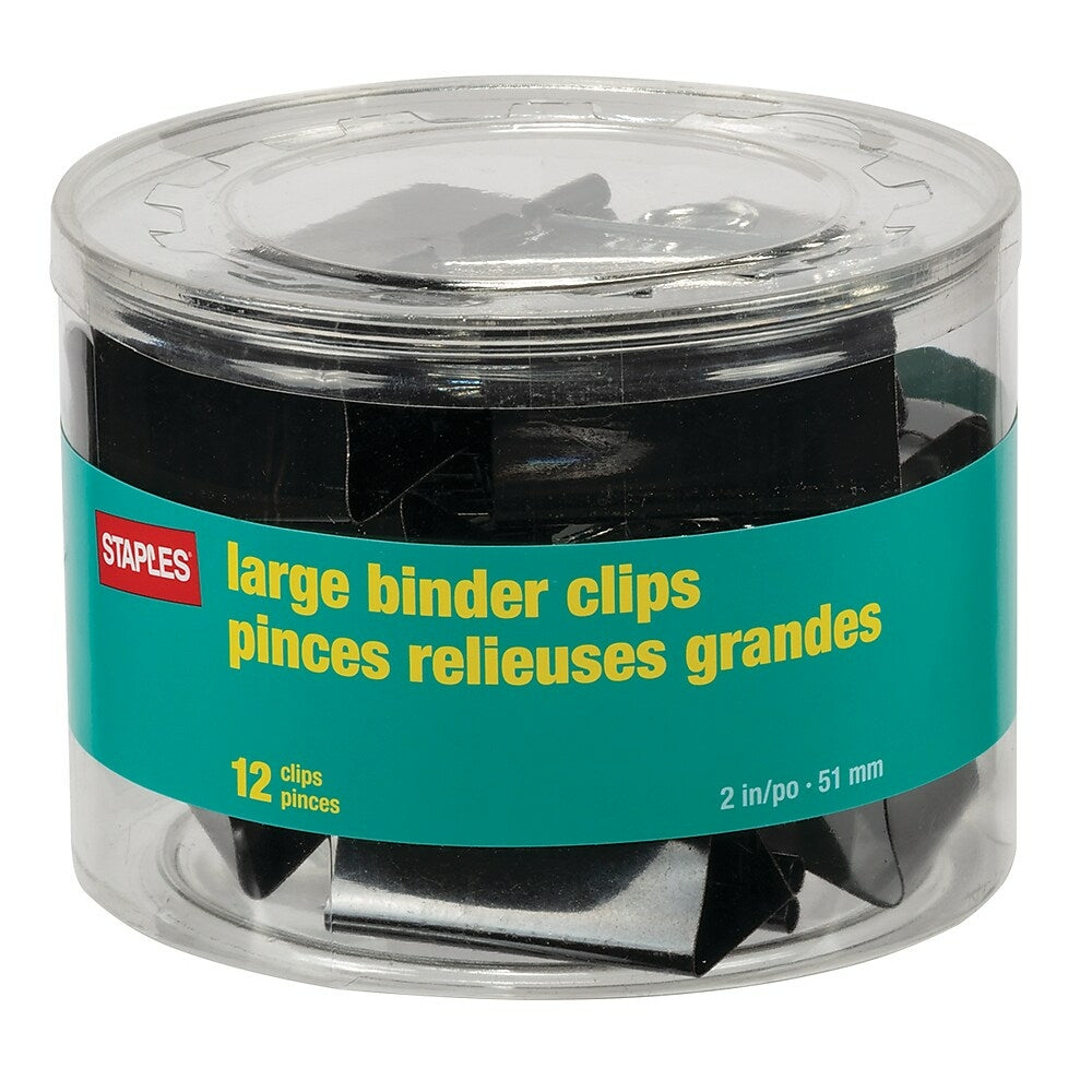 Pinces à reliure Staples - Grandes - 2 po - Noires - Paquet de 12