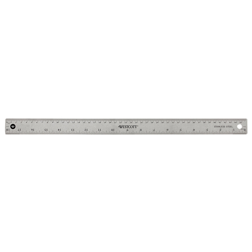 Westcott Stainless Steel Ruler - 45cm/18" - Silver