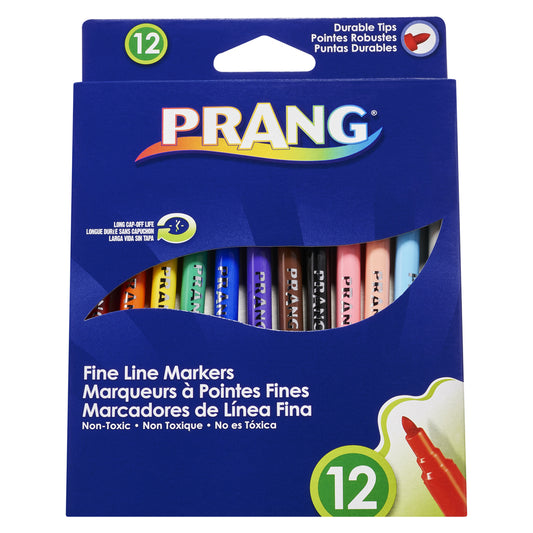 Prang Classic Art Markers - Fine Line - Assorted Colours - 12 Pack