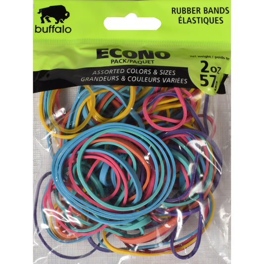 Buffalo Assorted Size & Coloured Rubber Bands - 2 oz (57 g)