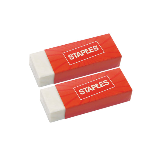 Staples White Vinyl Erasers - 2 Pack