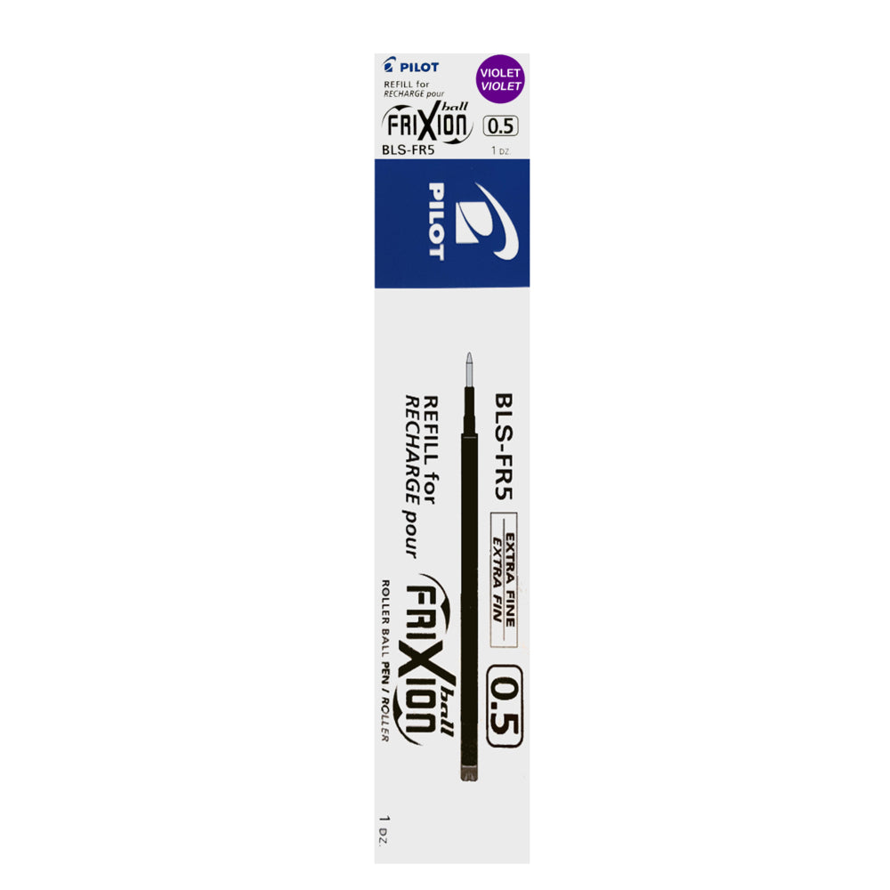 Pilot Frixion Erasable Gel Ink Pen Refill for Frixion Ball & Ball Clicker - Extra Fine Point - 0.5 mm - Purple - 12 Pack